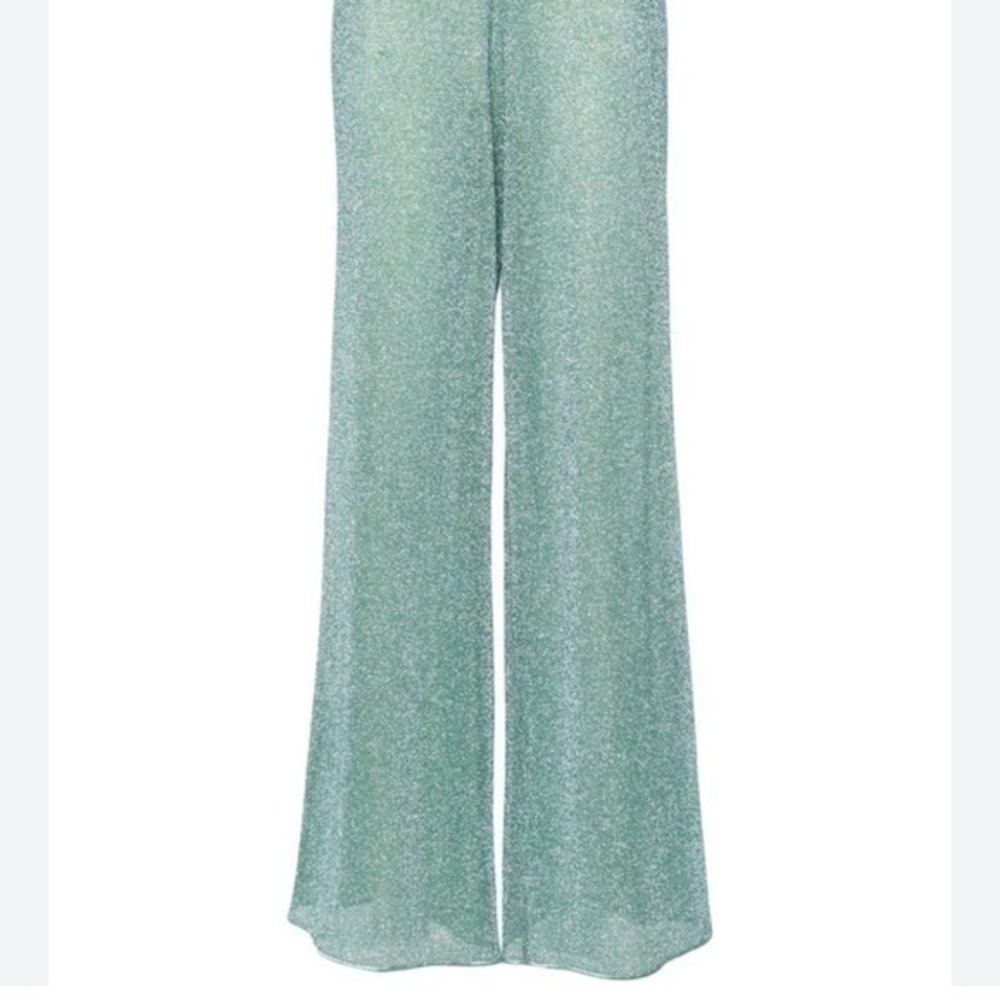 UEC PAROSH aqua green pull on sequin palazzo pants size xs